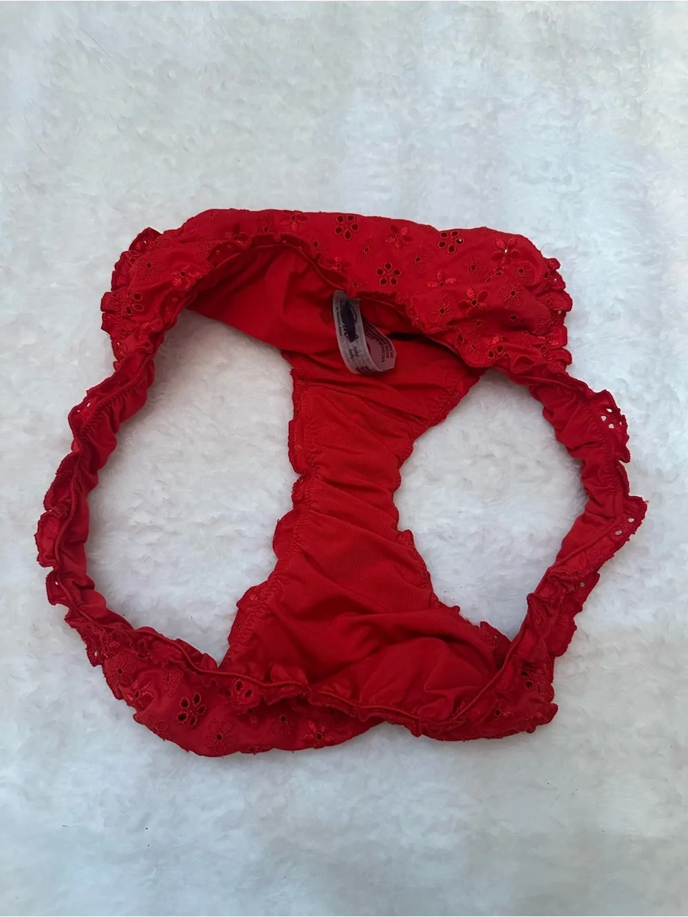New! PINK x Frankies Bikinis Red Hudson Eyelet Cheeky Bikini Bottom 39212